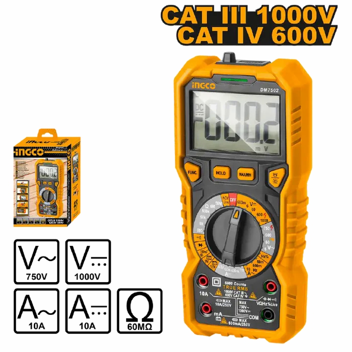 Multimeter Inco Model Ingco Digital multimeter 1000v 6000 counts - Annex Power Tools