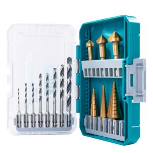 Total 14 Pcs HSS drill bits and step drill bits set